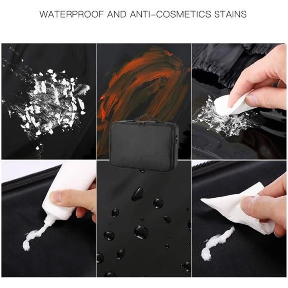 Makeup Case 3 Layers Travel Makeup Train Case Bag Organizer Portable（Black, M） - Picture 5 of 6